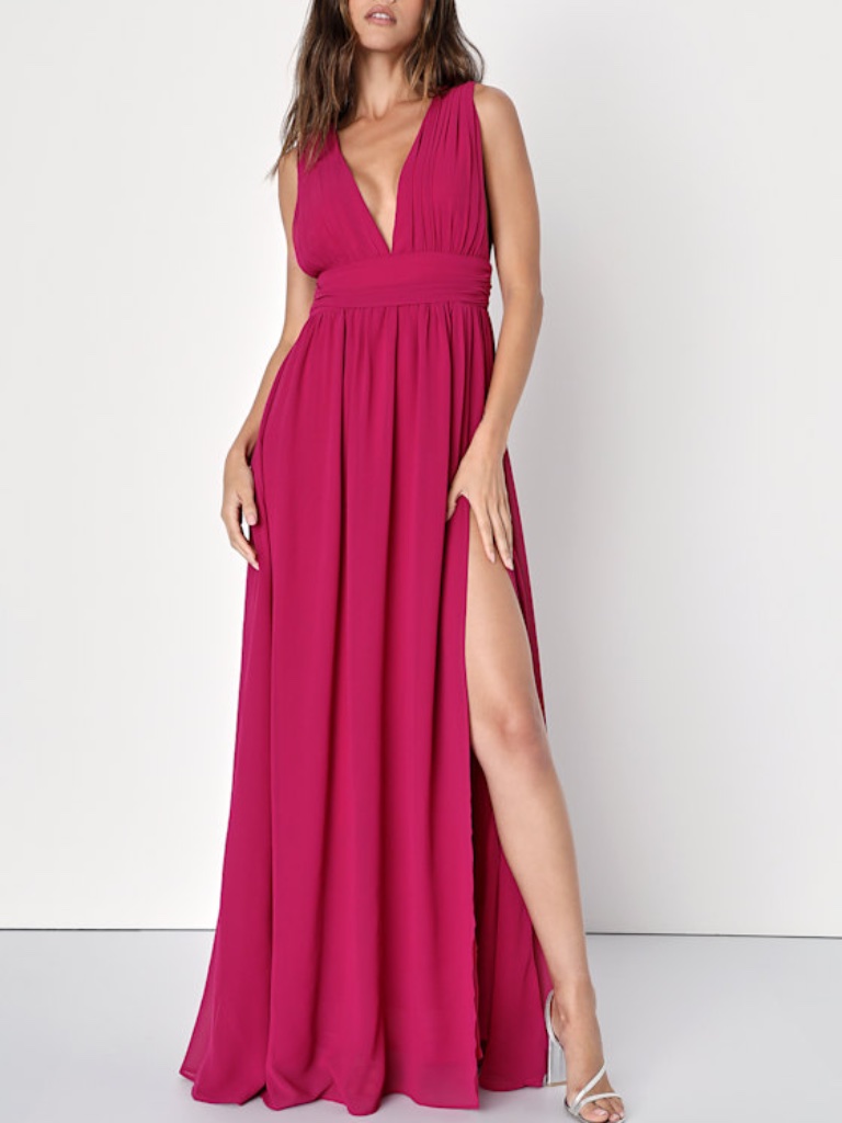 Lulus Heavenly Hues Magenta Maxi Dress Pink - Size 1x